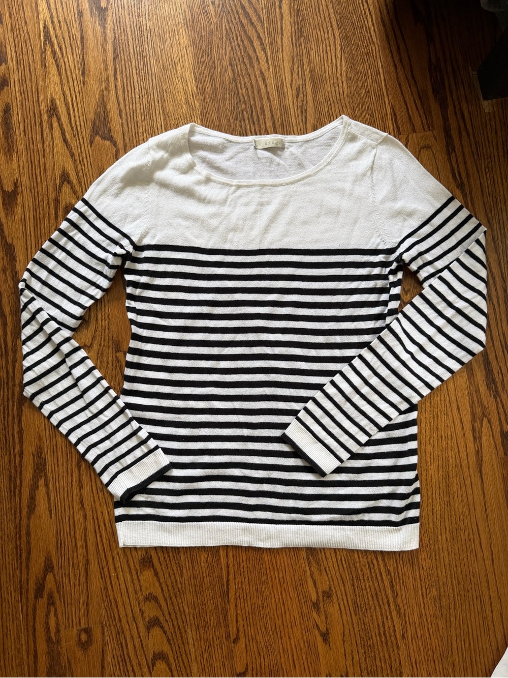 Classic Black & White Striped Women's light weight Sweater Top